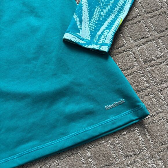Reebok Cold Weather Compression Shirt Women's S Teal Blue Long Sleeve Mock Neck - Picture 3 of 9